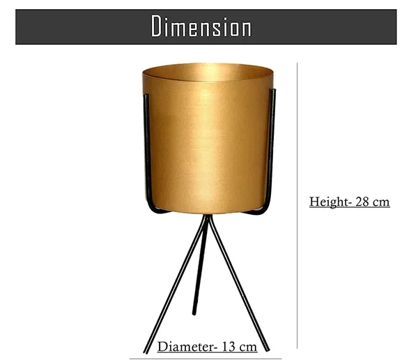 DreamKraft_Metal_Planter_with_Stand,_Black_and_Gold,_28_cm