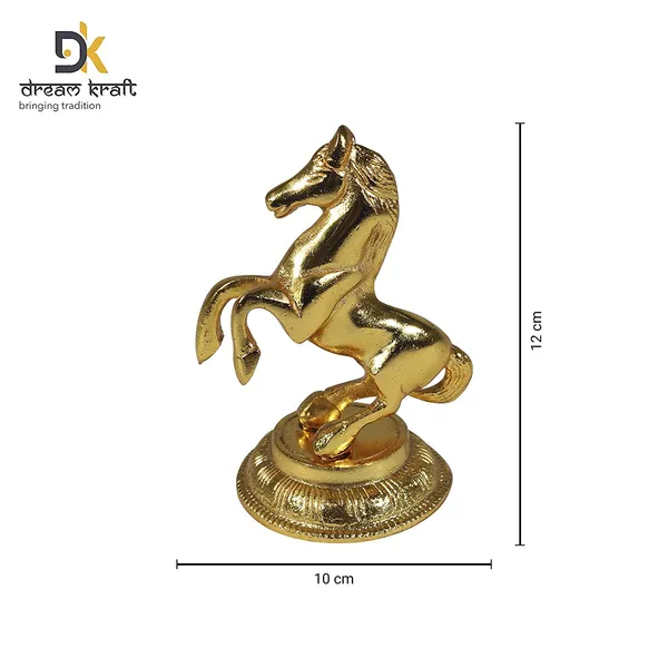 White_Metal_with_Gold_Polish_Jumping_Horse_Statue_Figurine_Set_of_2_-_Large,_Size:_10_cm_X_12_cm_-_Gold