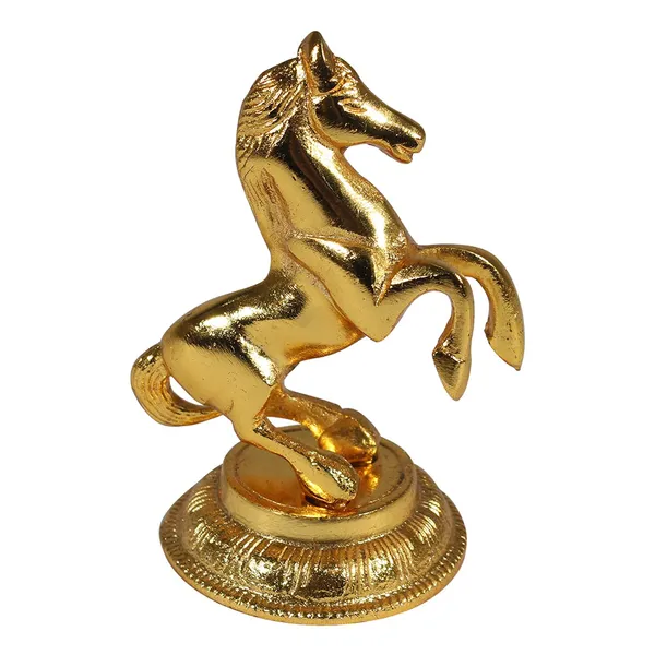 White_Metal_with_Gold_Polish_Jumping_Horse_Statue_Figurine_Set_of_2_-_Large,_Size:_10_cm_X_12_cm_-_Gold