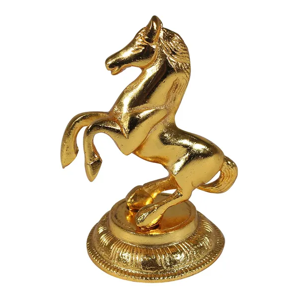 White_Metal_with_Gold_Polish_Jumping_Horse_Statue_Figurine_Set_of_2_-_Large,_Size:_10_cm_X_12_cm_-_Gold