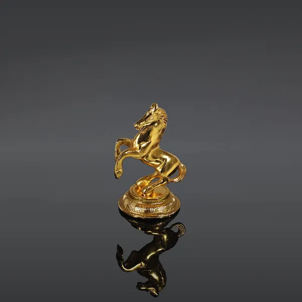 White_Metal_with_Gold_Polish_Jumping_Horse_Statue_Figurine_Set_of_2_-_Large,_Size:_10_cm_X_12_cm_-_Gold