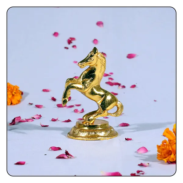 White_Metal_with_Gold_Polish_Jumping_Horse_Statue_Figurine_Set_of_2_-_Large,_Size:_10_cm_X_12_cm_-_Gold