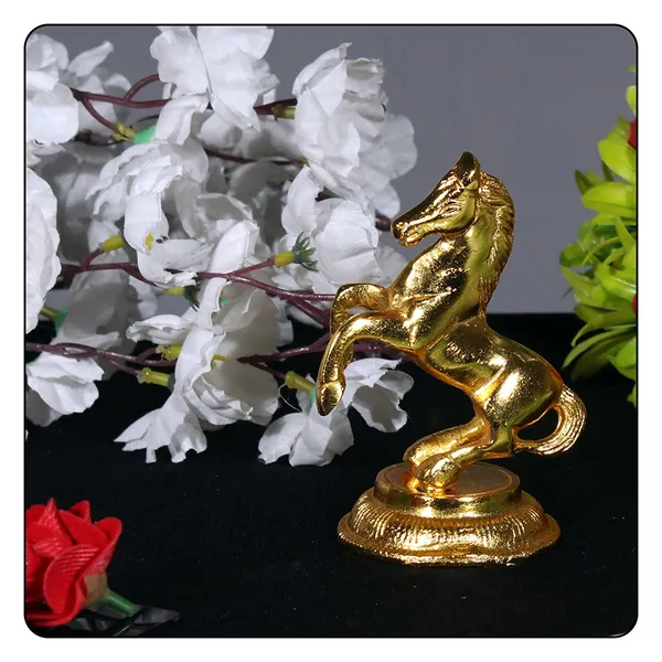 White_Metal_with_Gold_Polish_Jumping_Horse_Statue_Figurine_Set_of_2_-_Large,_Size:_10_cm_X_12_cm_-_Gold
