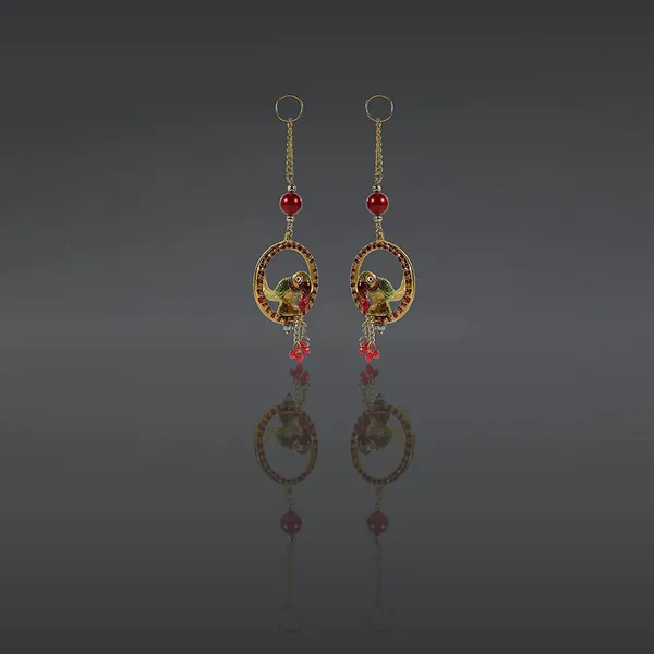 White_Metal_Colorful_Pair_of_Parrot_Statue_Wind_Chime_Hanging_Animal_Showpiece_-_Set_of_2_(Multicolor,_22.5_x_7_x_22_cm)