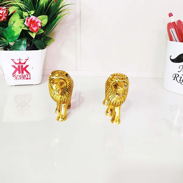 DreamKraft_White-Metal_Lion_Showpiece_Pair,_Gold_Colour