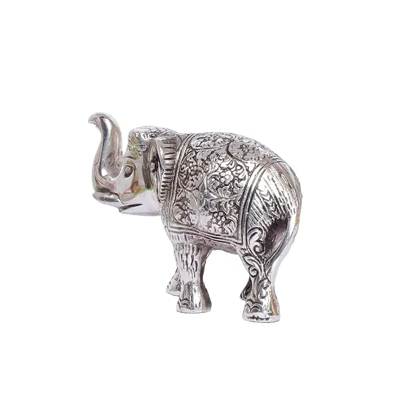 DreamKraft_Metal_Elephant_Showpiece,_Silver,_14_cm_Long