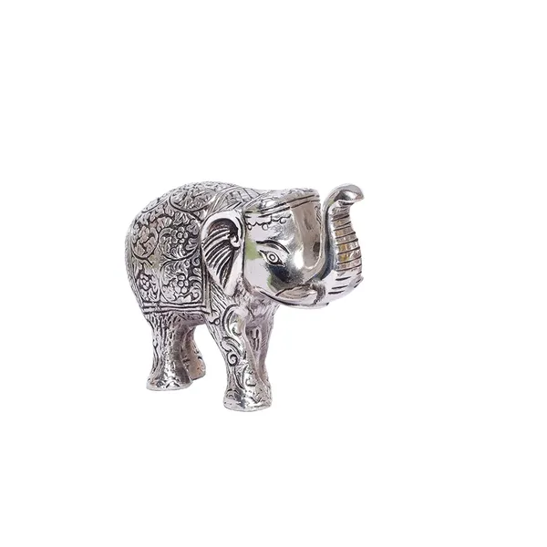 DreamKraft_Metal_Elephant_Showpiece,_Silver,_14_cm_Long