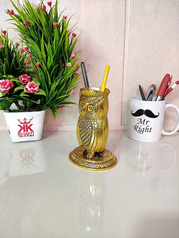 Metal_Owl_Shape_Beautiful_Pen_Stand/Holder