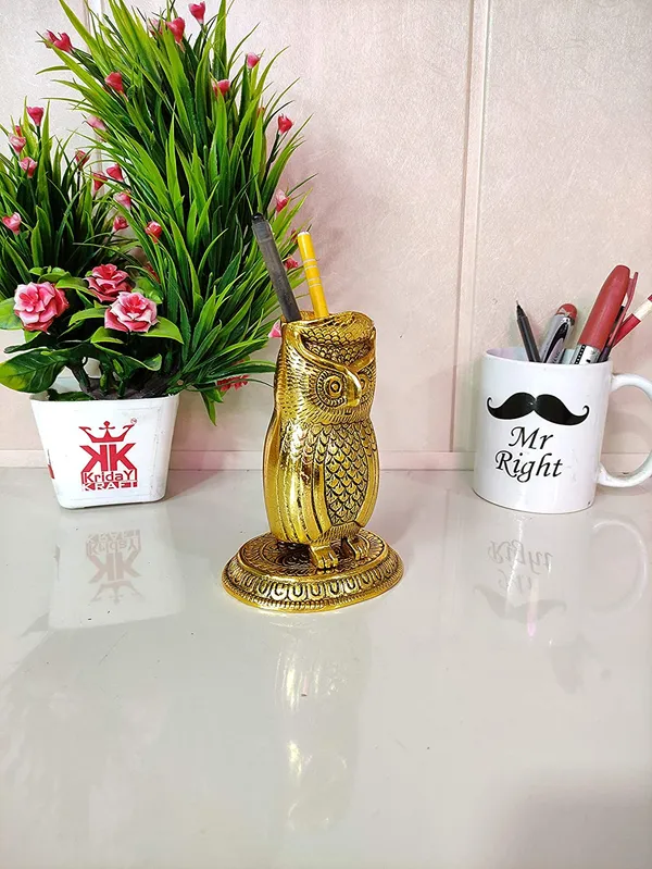 Metal_Owl_Shape_Beautiful_Pen_Stand/Holder