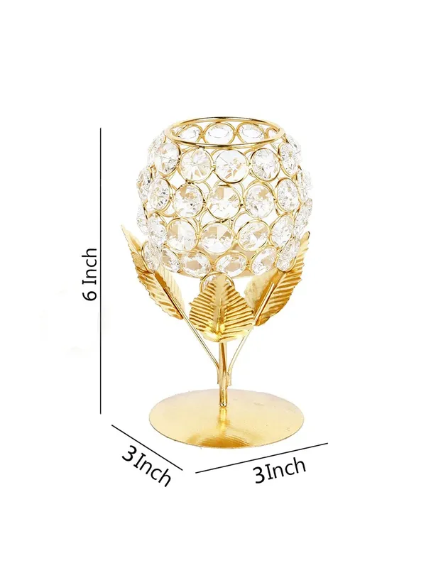 DreamKraft_Metal_and_Crystal_Tealight_Holder_Pair,_Gold,_6_in