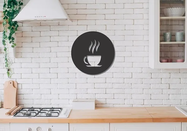DreamKraft_Wooden_Coffee_Cup_Wall_Plaque,_Black,_10_in