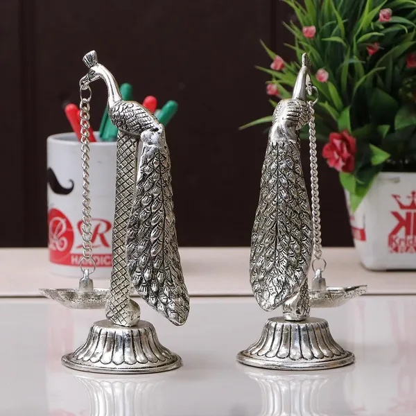 Metal_Peacock_Hanging_Diya_Pair_|_Silver_Finish_|_Pack_of_2_|_Puja_Gift_|_Antique_Design_|_7.5_Inches_|_300g