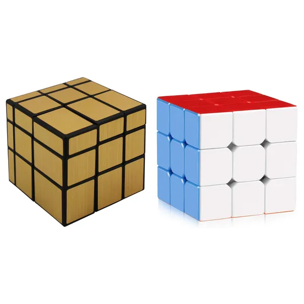 Combo_of_3X3_Magic_Cubes(1_Golden_Mirror_Cube_+_1_Full_Printed_Stickerless_Cube)