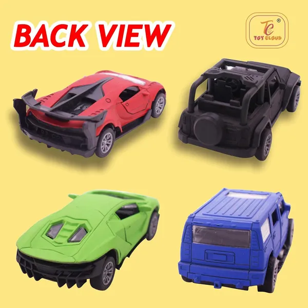 Toy_Cloud_1:32_Scaled_Die-Cast_Metal_Car_Set_Combo_of_4_Pcs,_Matt_Edition_Car_Collection_-_High-Detail_Miniature_Models_of_Red_Sports_Car,_Black_Jeep,_Green_Supercar,_and_Blue_SUV_-_Perfect_for_Collectors_and_Kids_-_Durable,_Realistic_Toy_Cars_for_Display_and_Play