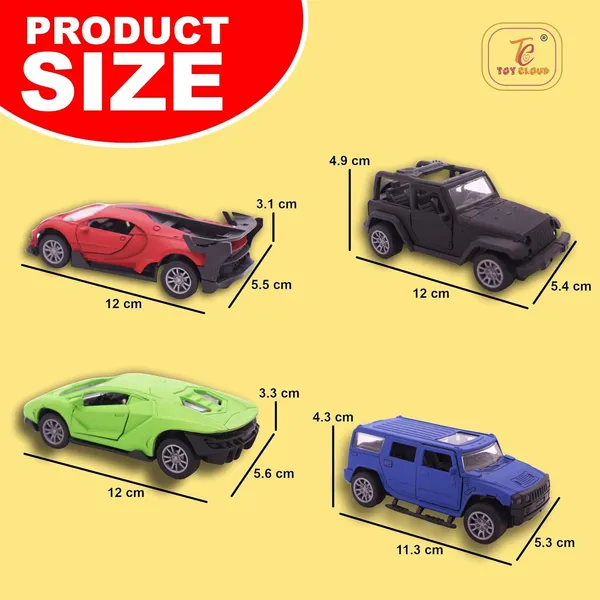 Toy_Cloud_1:32_Scaled_Die-Cast_Metal_Car_Set_Combo_of_4_Pcs,_Matt_Edition_Car_Collection_-_High-Detail_Miniature_Models_of_Red_Sports_Car,_Black_Jeep,_Green_Supercar,_and_Blue_SUV_-_Perfect_for_Collectors_and_Kids_-_Durable,_Realistic_Toy_Cars_for_Display_and_Play