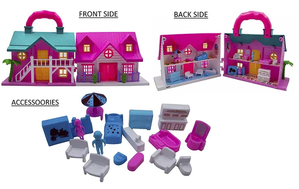 Portable_Funny_Girls_Doll_House_Play_Set_|_19Pcs_|_100%_Non-Toxic_BPA_Free_Plastic|_Big_Dream_House_Lovely_Classic_Shape_N_Design_Multicolour