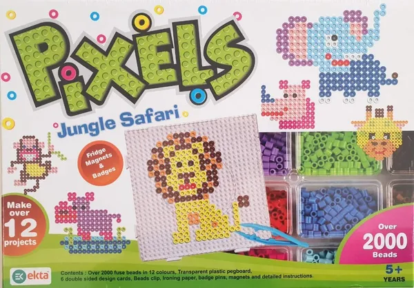 Plastic,_Beads_Pixels_Jungle_Safari_Fridge_Magnets_Badges_Making_Kit_for_Children_Creativity,_Multicolour,_Above_The_Age_of_5_Years