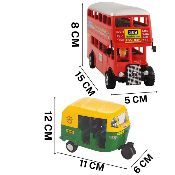 Pull_Back_Mini_Auto_CNG_|_Double_Decker_Bus_Car_Model_Vehicle_Die_Cast_Toy_for_Kid_Hobby_Plastic_Make_in_India_Pack_of_2