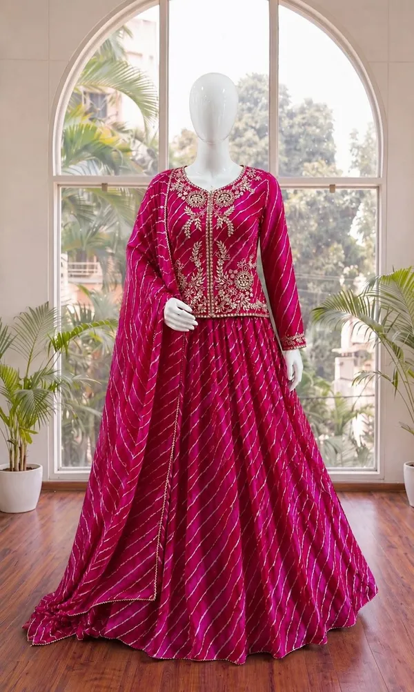 New_Super_Trending_Embroidery_Sequence_Work_Ready_To_Wear_Jacket_And_Lehenga_Choli