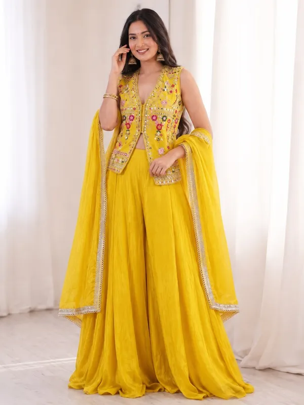 New_Super_Trending_Embroidery_Sequence_Work_Ready_To_Wear_Jacket_And_Palazzo