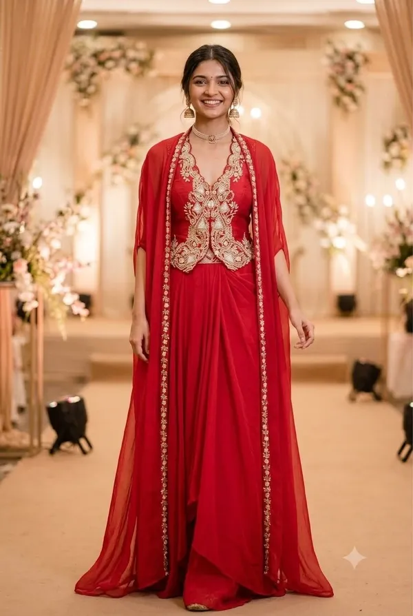 New_Super_Trending_Party_Wear_Shrug_With_Sarara