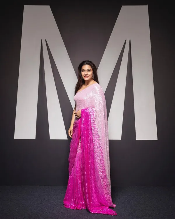 Kajol_Devgan_Styled_Pink_Georgette_Party_Wear_Bollywood_Saree