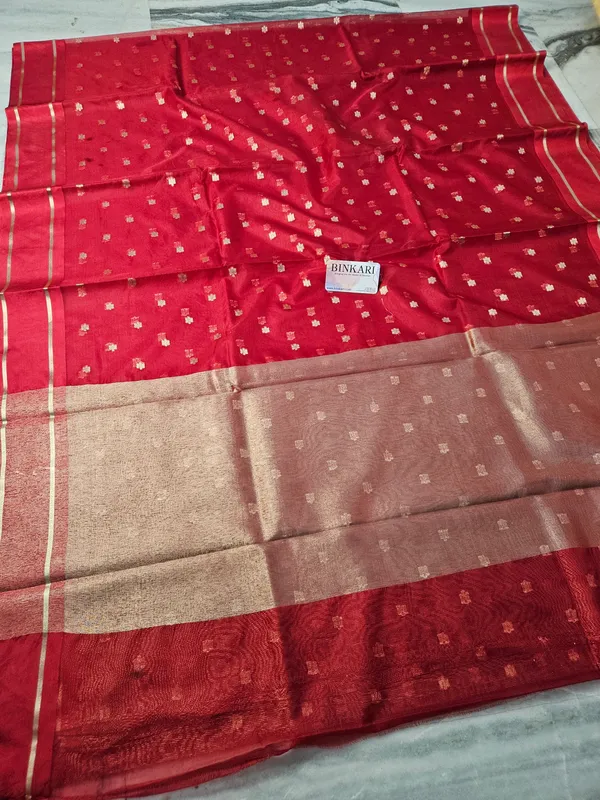 faux_organza_buti_banarasi_saree_in_red