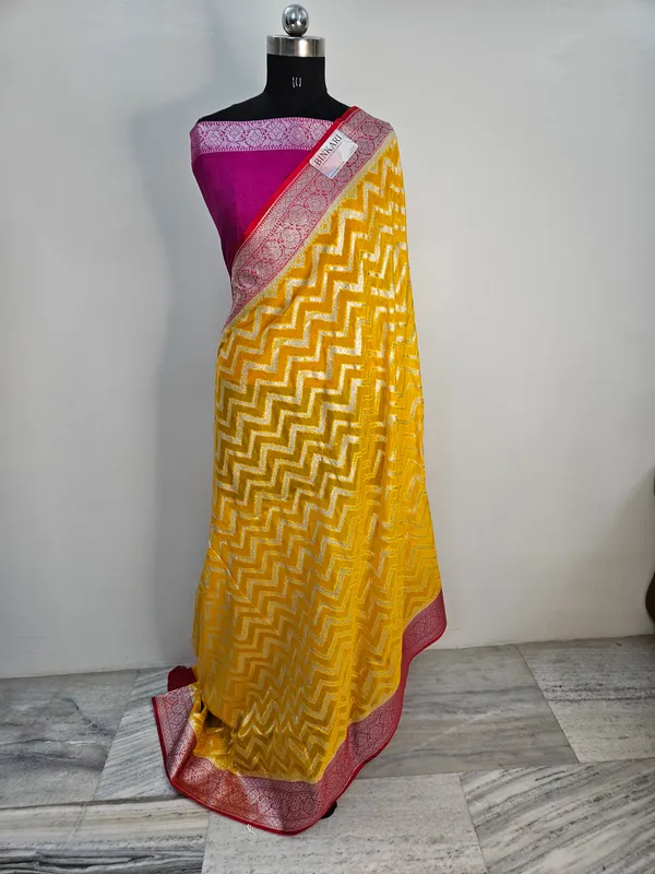 faux_katans_georgette_banarasi_saree_in_yellow