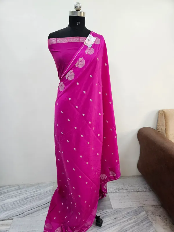 Soft_faux_Banarasi_Saree_In_Buti_Weaving/_Rani_Pink