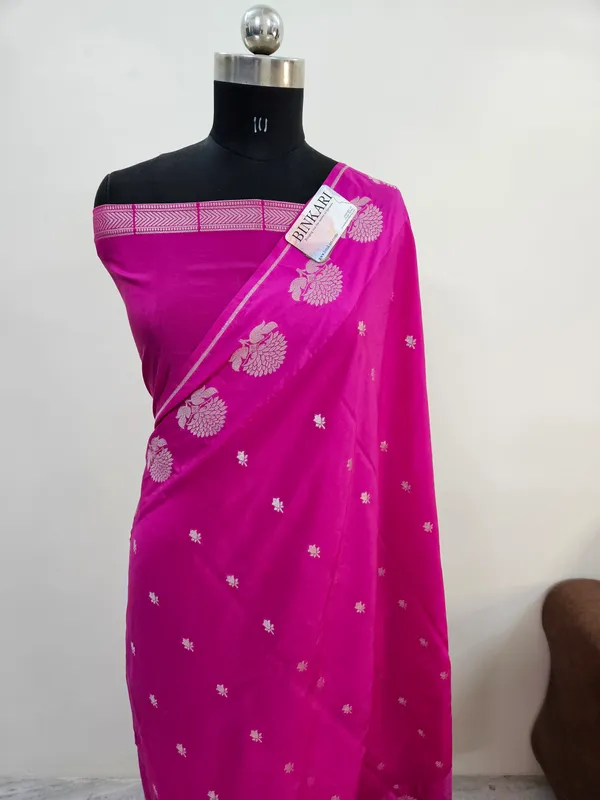 Soft_faux_Banarasi_Saree_In_Buti_Weaving/_Rani_Pink