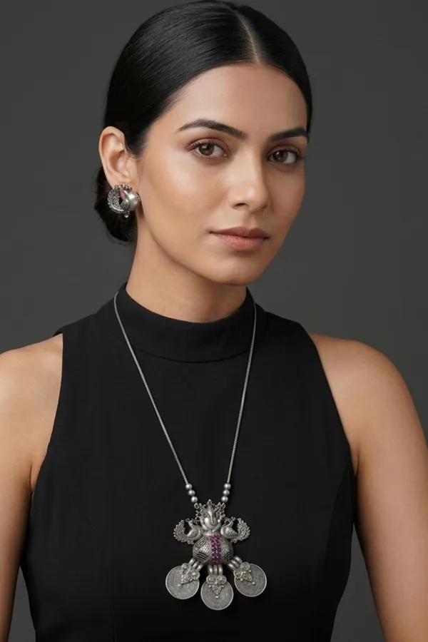 Astu__German_Silver_Ganesh_Long_Pendant_Necklace_Set