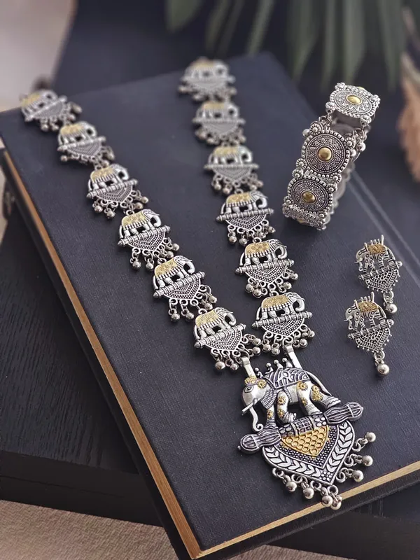 Tusker_Treasures__German_Silver_Elephant_Pendant_Necklace_Set_with_Bracelet