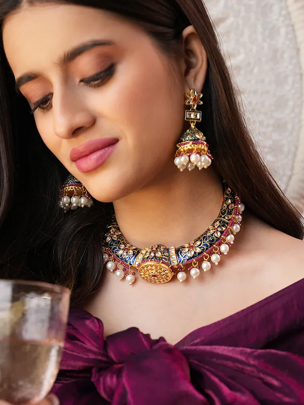 Handmade_Meenakari_choker_necklace_set_