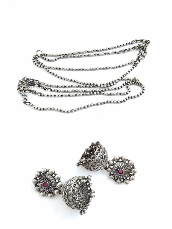Silver_Aura_Jhumka_Earchain