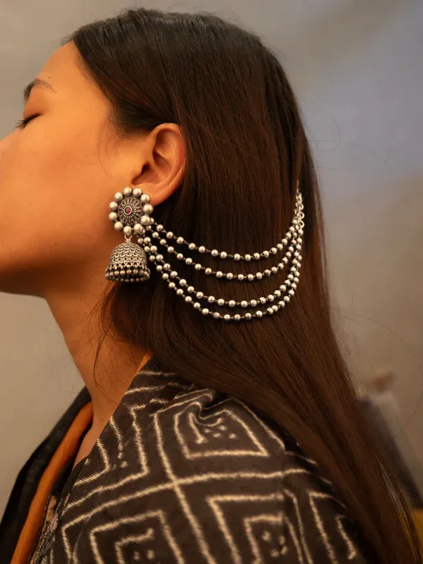 Silver_Aura_Jhumka_Earchain