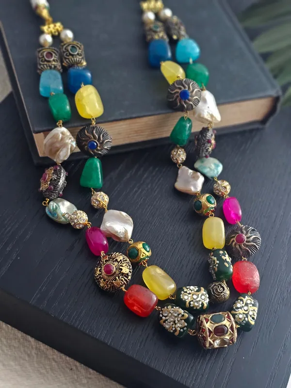 Mireille_Two-Layer_Necklace_with_Multicolor_Hand-Painted_Quartz_Stones