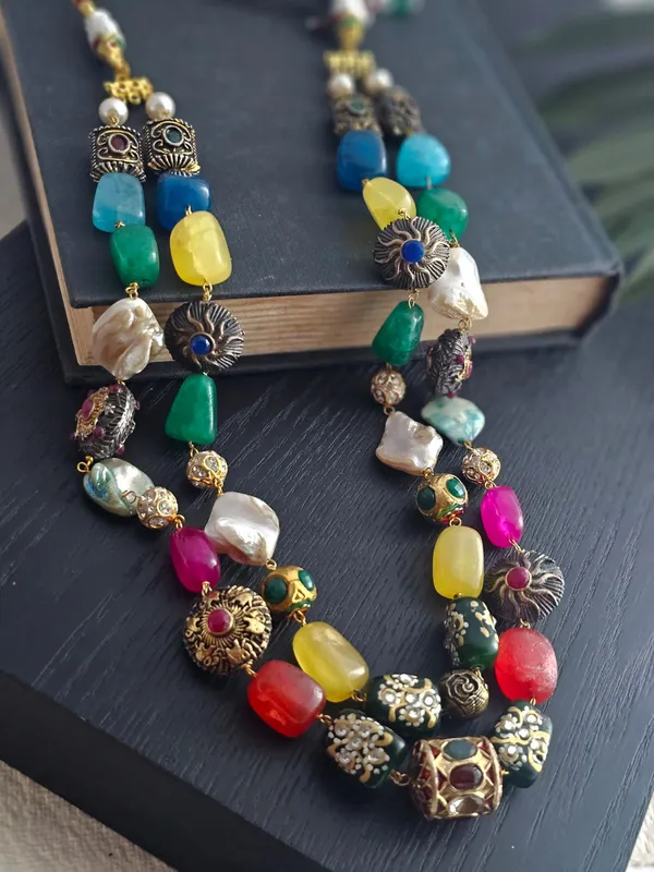 Mireille_Two-Layer_Necklace_with_Multicolor_Hand-Painted_Quartz_Stones