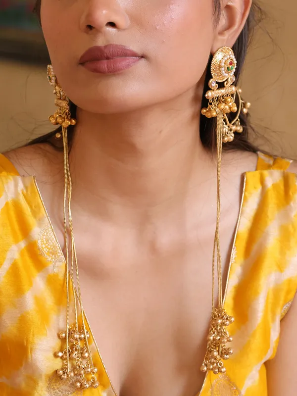 Apala_Plating_Long_Ghunghroo_Earring_with_ear_chain
