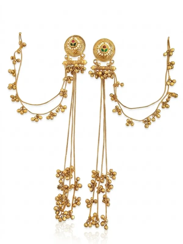 Apala_Plating_Long_Ghunghroo_Earring_with_ear_chain