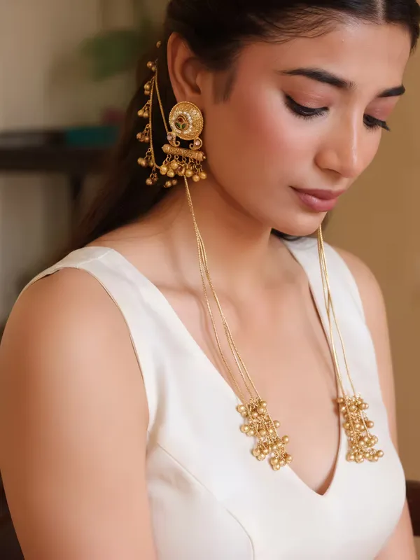 Apala_Plating_Long_Ghunghroo_Earring_with_ear_chain