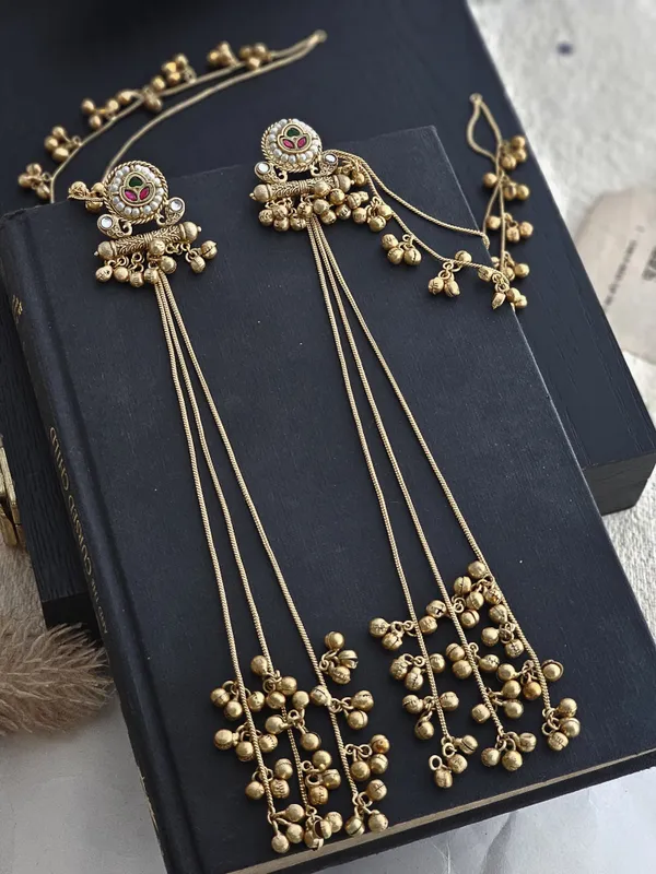 Apala_Plating_Long_Ghunghroo_Earring_with_ear_chain