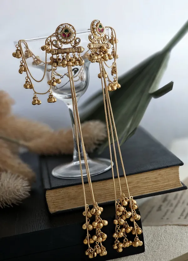 Apala_Plating_Long_Ghunghroo_Earring_with_ear_chain