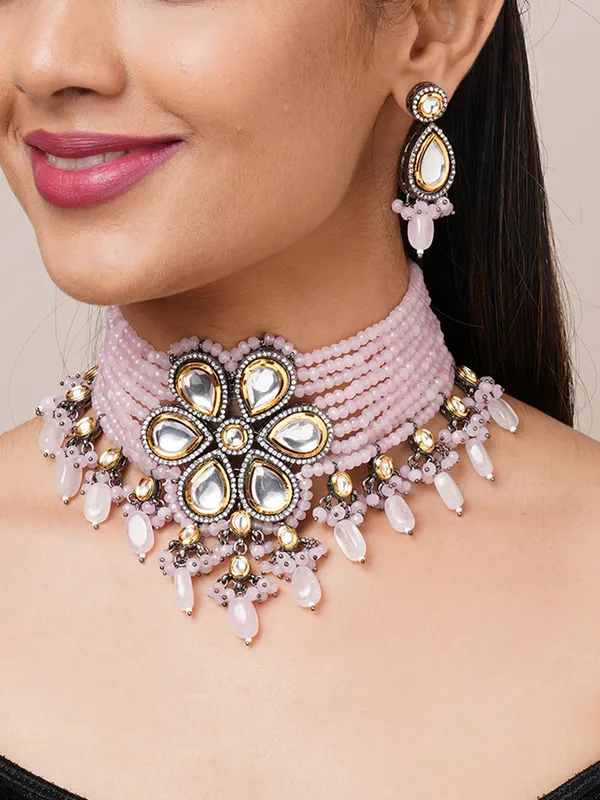 Gold_plated_pink_stone_choker_Set