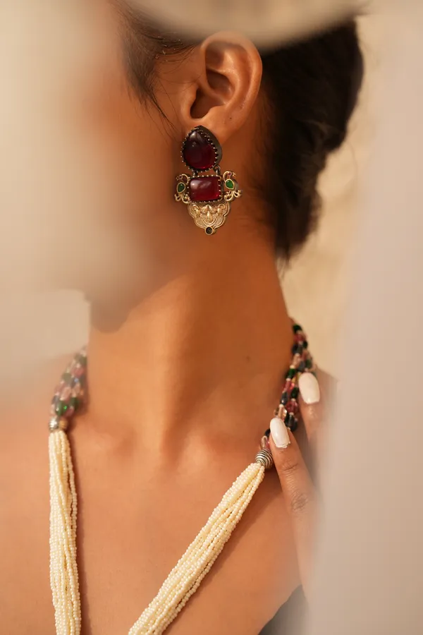 Avira_Long_Necklace_Set_with_Maroon_Gemstone_and_Peacock_Pendant