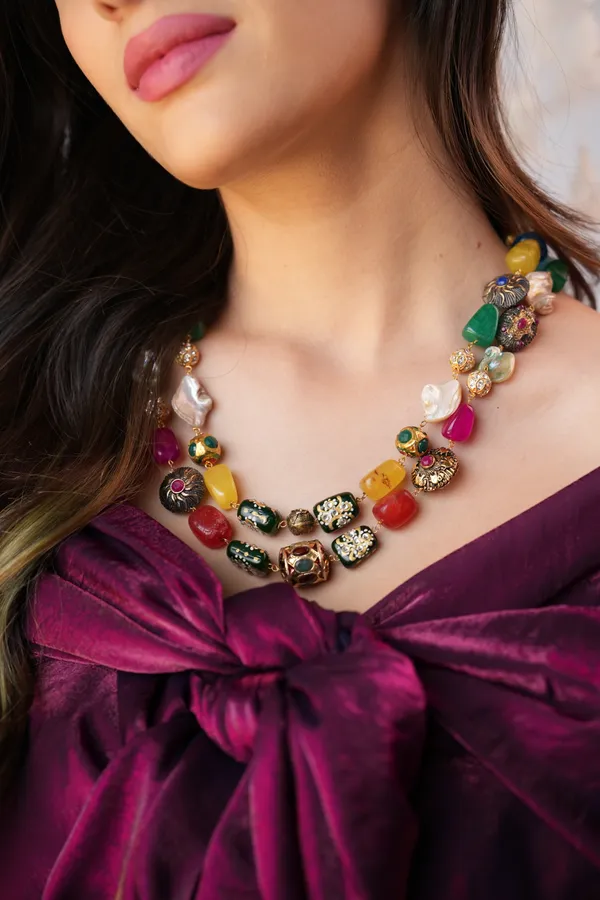 Mireille_Two-Layer_Necklace_with_Multicolor_Hand-Painted_Quartz_Stones