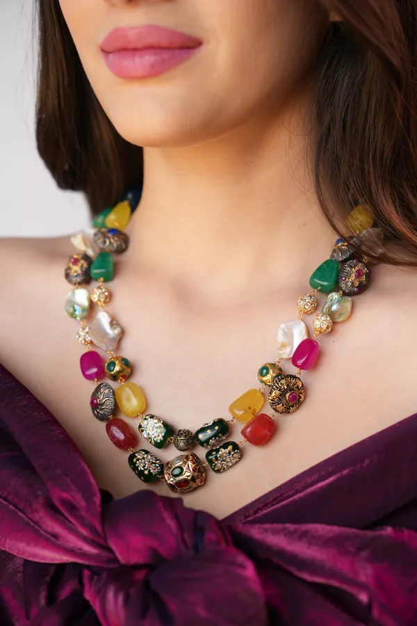 Mireille_Two-Layer_Necklace_with_Multicolor_Hand-Painted_Quartz_Stones