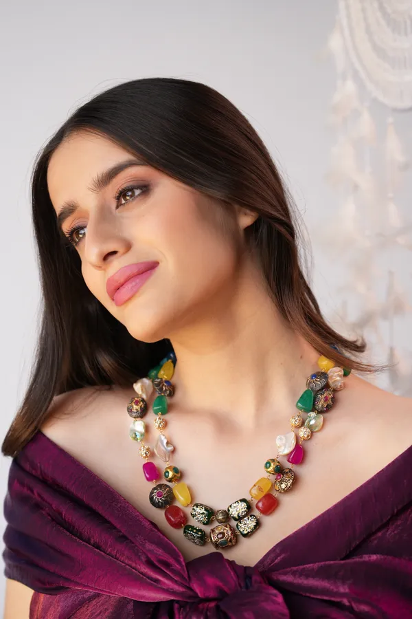 Mireille_Two-Layer_Necklace_with_Multicolor_Hand-Painted_Quartz_Stones