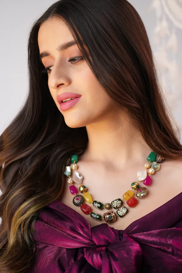 Mireille_Two-Layer_Necklace_with_Multicolor_Hand-Painted_Quartz_Stones