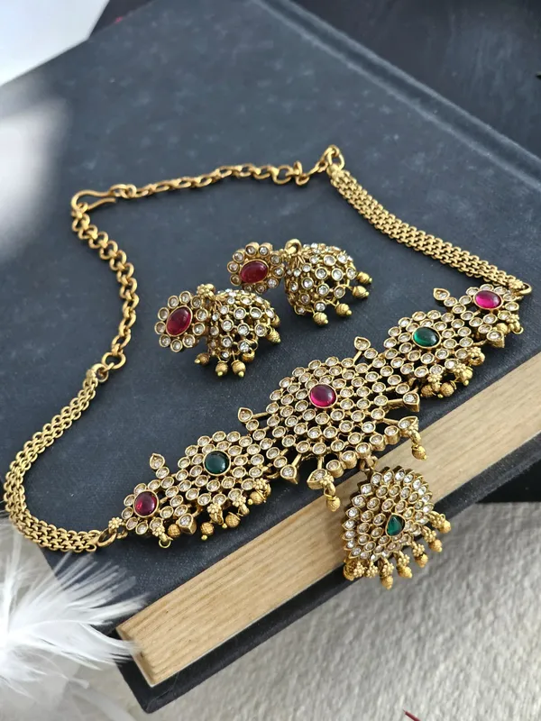 Mani__Intricate_AD_Studded_Choker_Necklace_with_Jhumka_Earrings