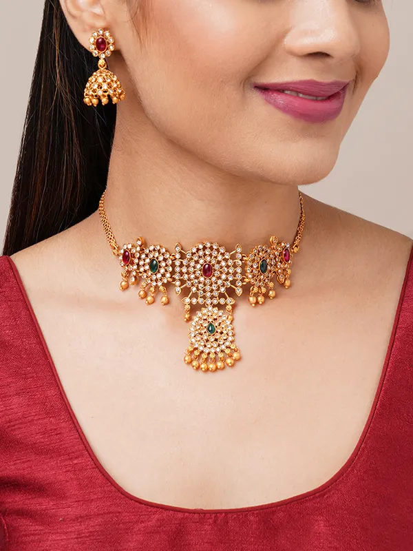 Mani__Intricate_AD_Studded_Choker_Necklace_with_Jhumka_Earrings